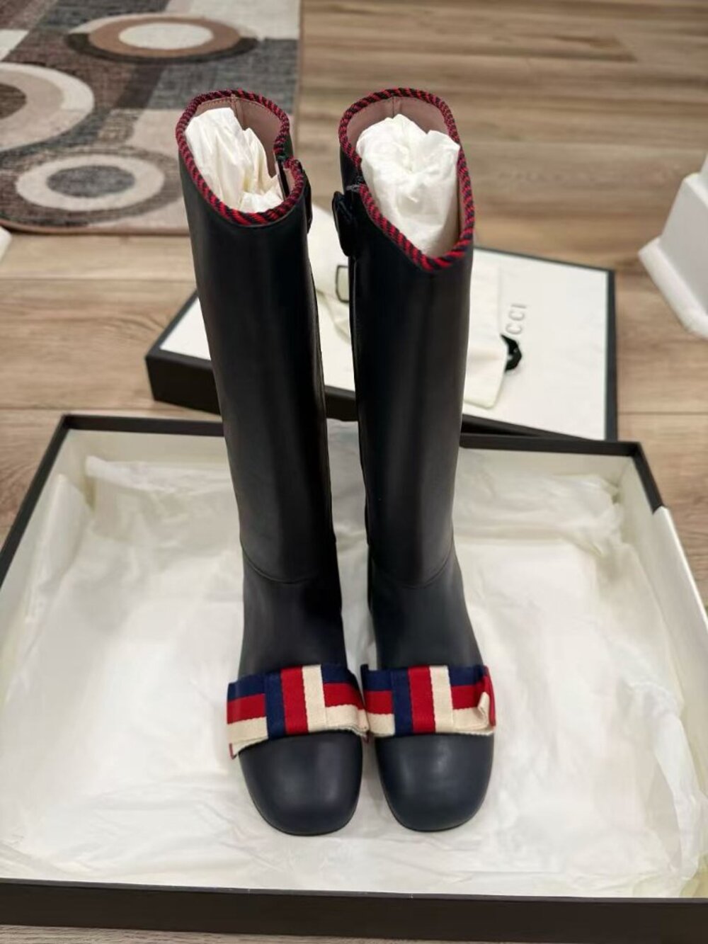 NIB Authentic Gucci Kids knee-high riding boots